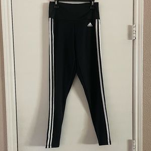 Black White Striped Adidas Aeroready Leggings